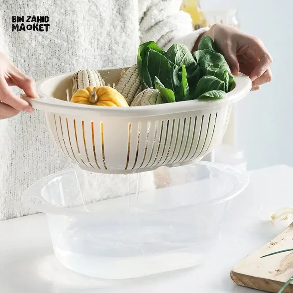 FRUITS & VEGETABLES DRAIN BASKET WITH LID
