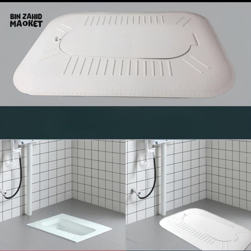 FULLY ENCLOSED SQUAT TOILET COVER WITH FOOT STEP ODOR STOPPER OPEN DESIGN