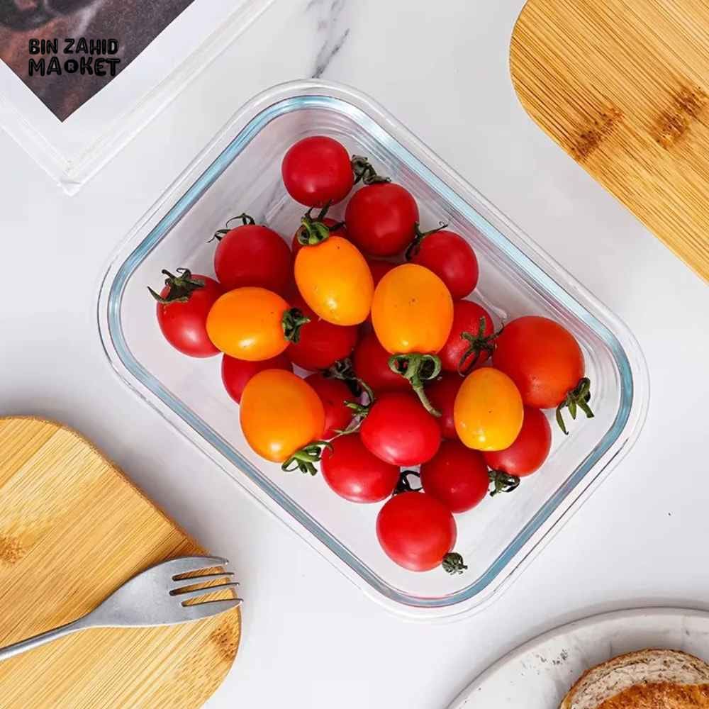 GLASS FOOD STORAGE CONTAINERS WITH NATURAL BAMBOO LIDS-3 PIECE