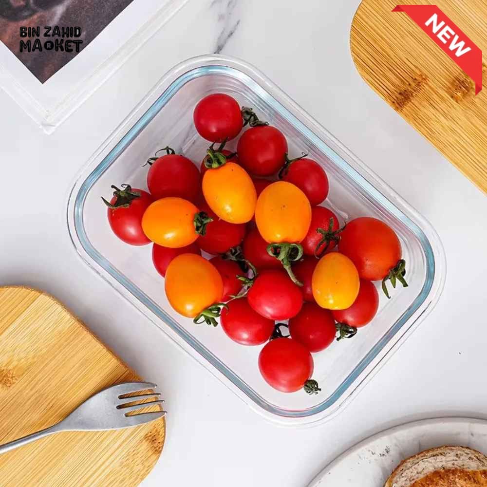 GLASS FOOD STORAGE CONTAINERS WITH NATURAL BAMBOO LIDS-3 PIECE