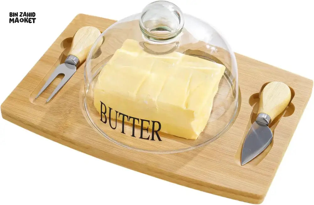 GLASS LID BUTTER DISH WITH BAMBOO BASE – MINIMALIST & ELEGANT KITCHEN STORAGE