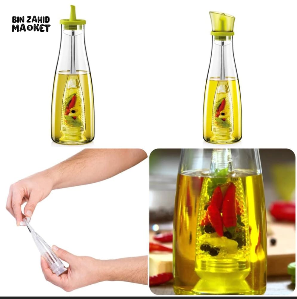 GLASS OIL DISPENSER WITH INFUSER 500ML – PRECISION POUR SPOUT