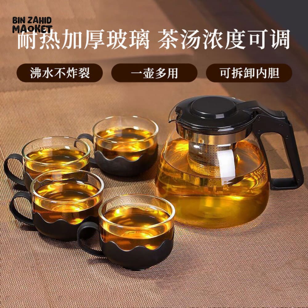 GLASS TEAPOT WITH CUPS