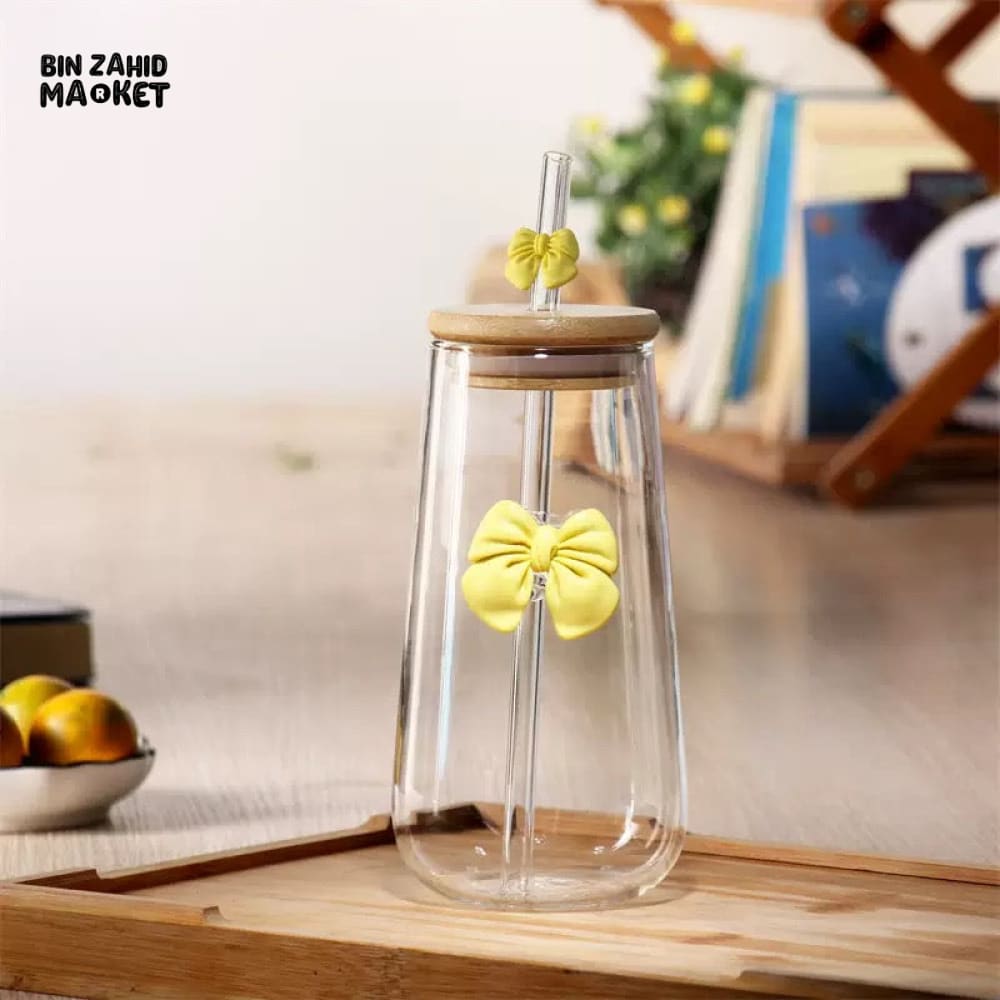 GLASSIUM BOW MUG WITH STRAW - 500ML