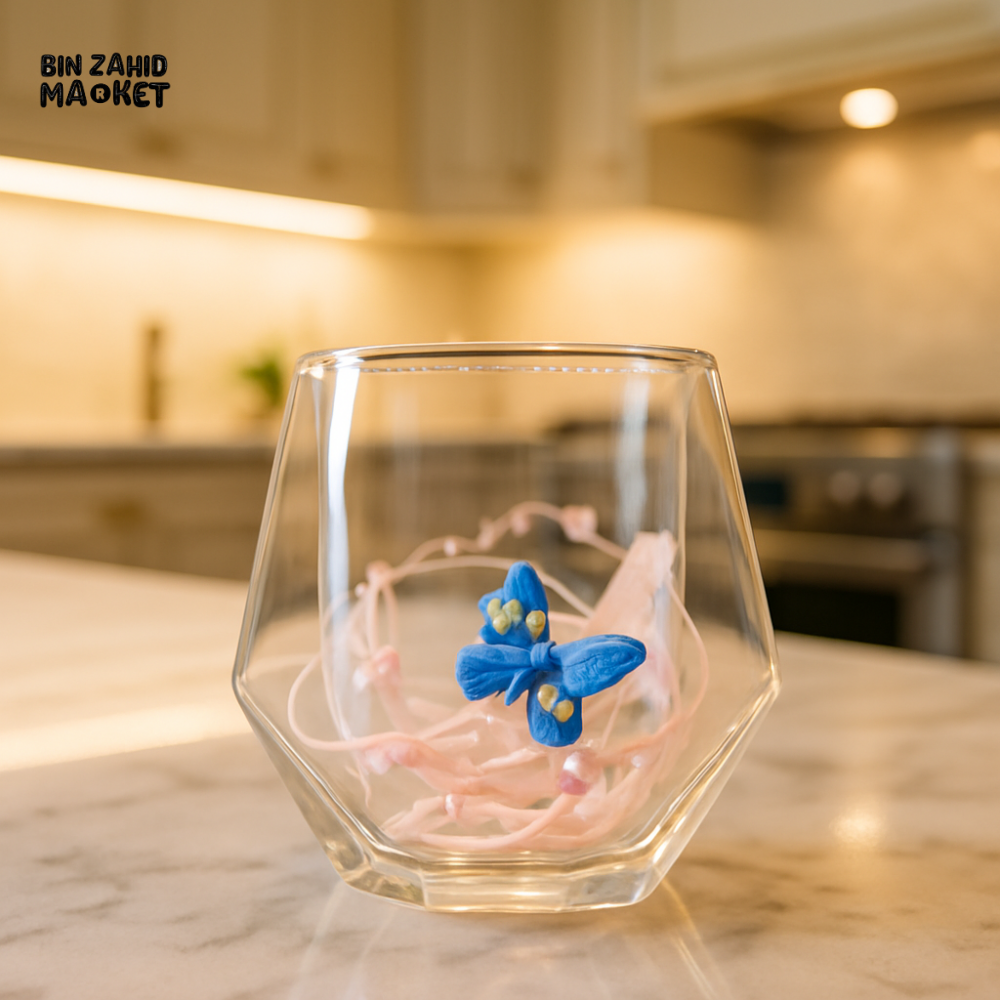 GLASSLUX DOUBLE-WALL GLASS COFFEE CUP – BUTTERFLY DESIGN HEAT RESISTANT