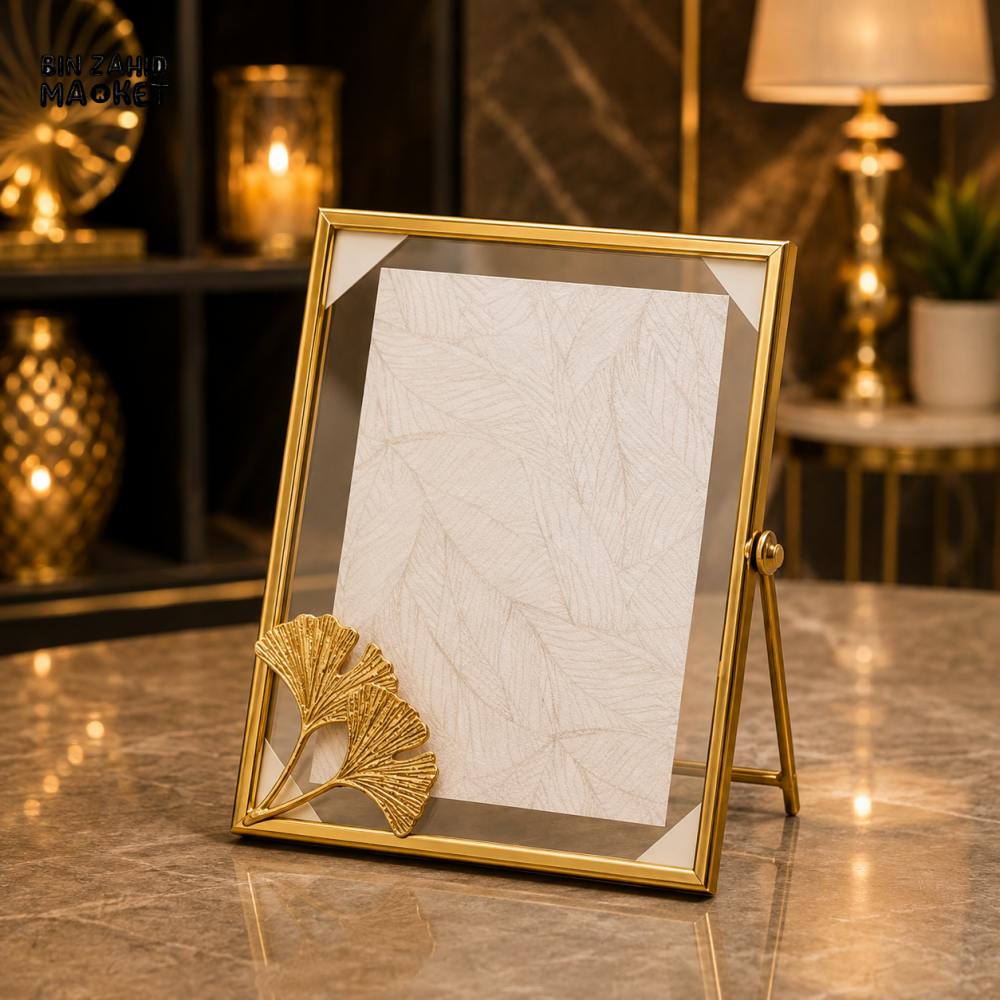 GOLD GINKGO LEAF TABLETOP PHOTO FRAME