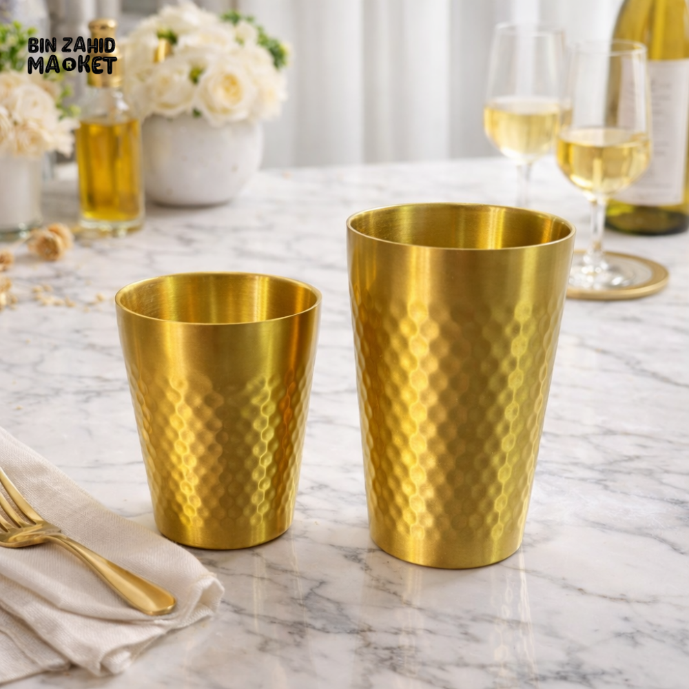 GOLD HAMMERED DRINKING GLASS – PREMIUM STAINLESS STEEL KITCHEN