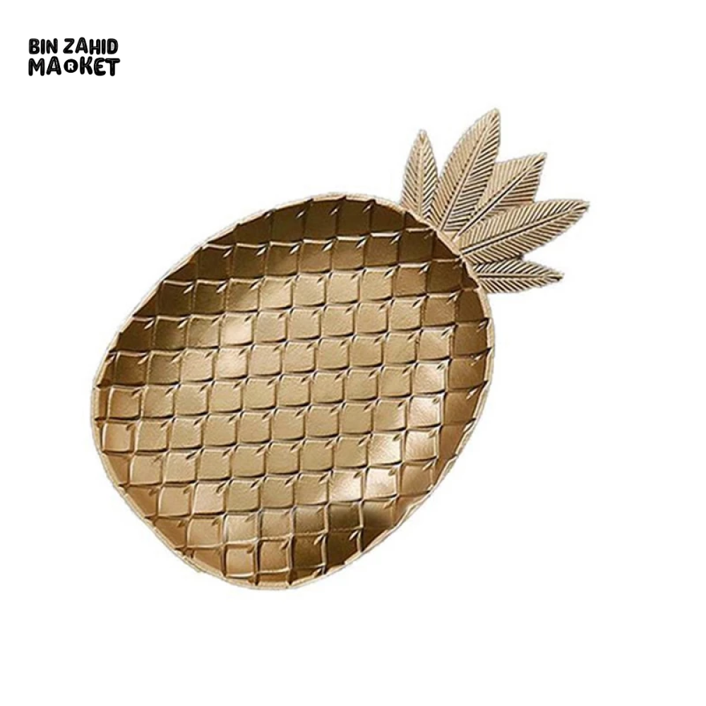 GOLD PINEAPPLE SHAPE DECORATIVE TRAY SERVING & STORAGE DISH - SMALL