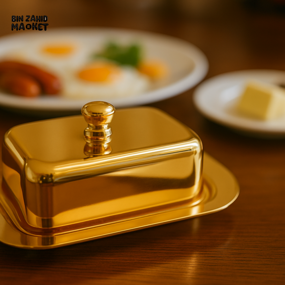 GOLDEN BUTTER DISH FOR LUXURY BREAKFAST TABLE – ELEGANT SERVING BOX