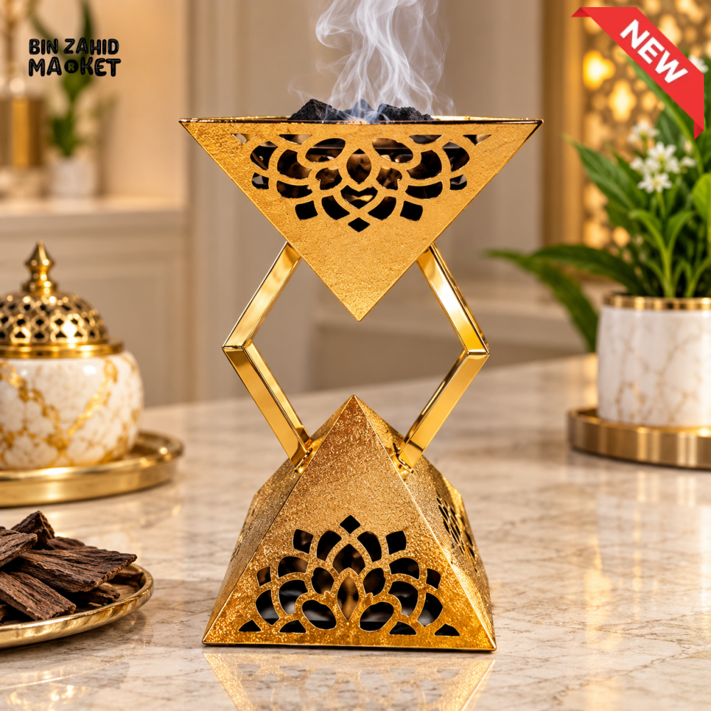 GOLDEN GEOMETRIC BAKHOOR & OUD INCENSE BURNER