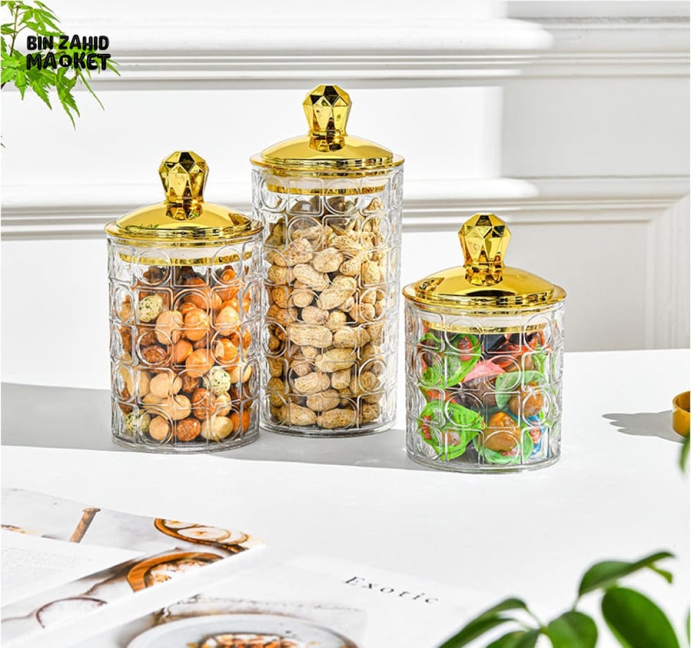 GOLDEN LID SET OF 3 SEALED JAR