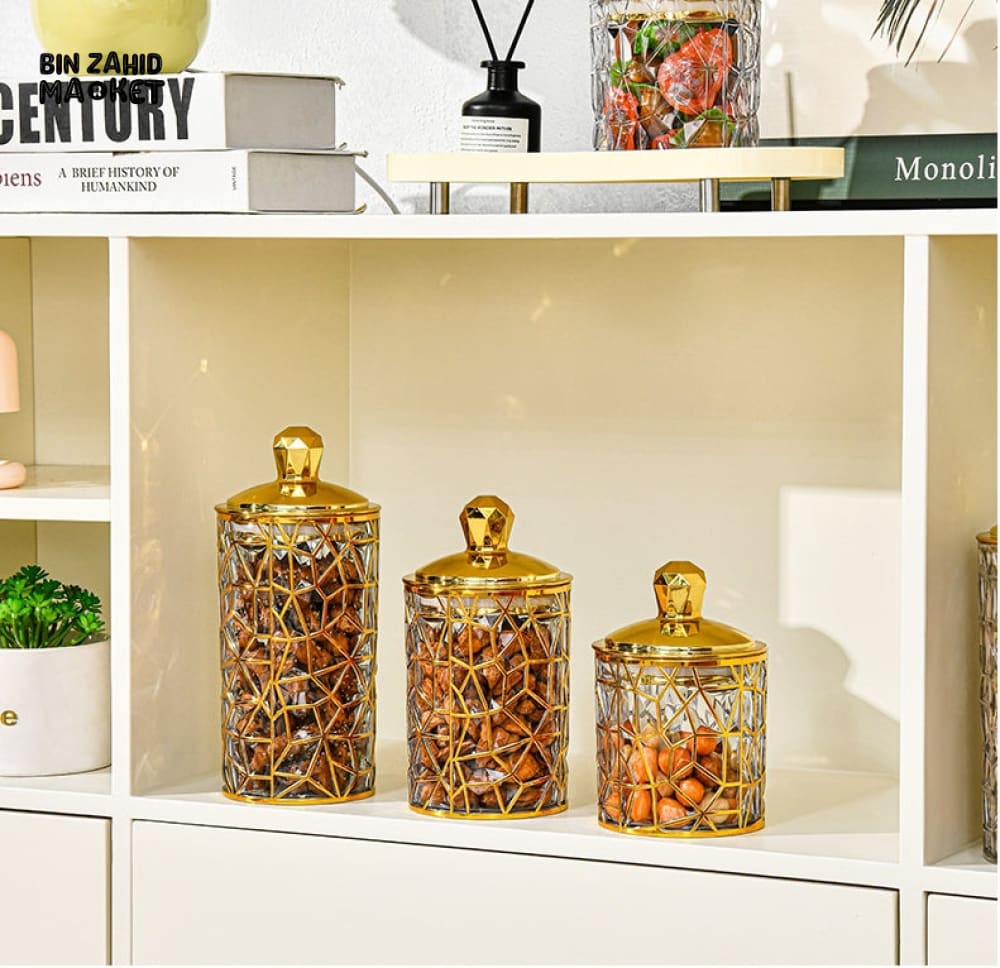 GOLDEN LID SET OF 3 SEALED JAR