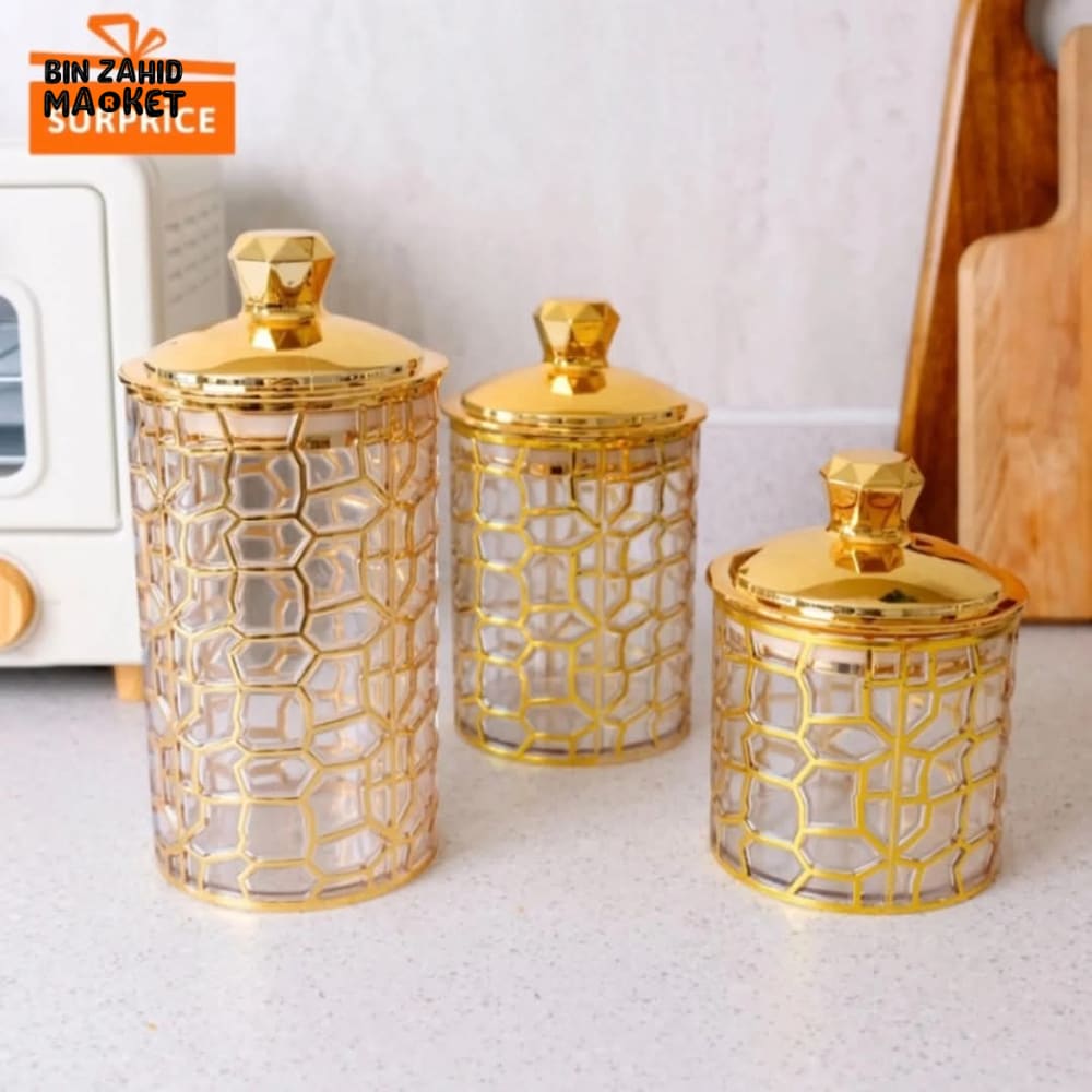 GOLDEN LID SET OF 3 SEALED JAR