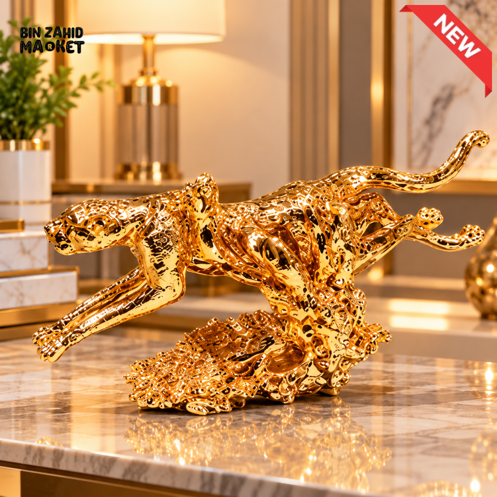 GOLDEN RUNNING CHEETAH DECORATIVE SHOWPIECE