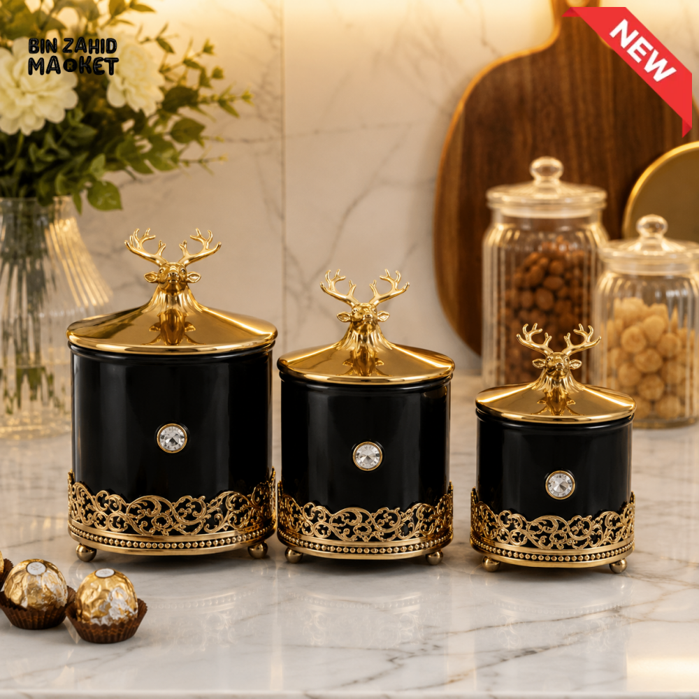 GOLD LUXA 3 PCS GLASS CANDY SET