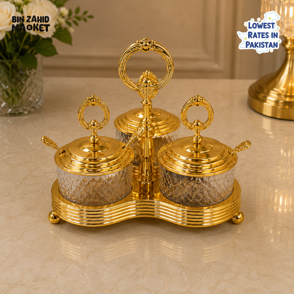 GOLDLUXA 3-PIECE CONDIMENT SERVER SET