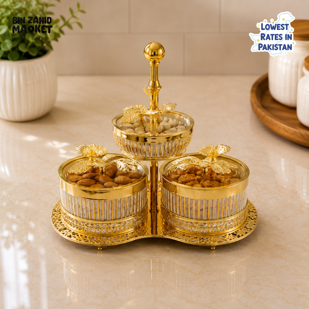 GOLDLUXA 3-PIECE CONDIMENT SERVER SET