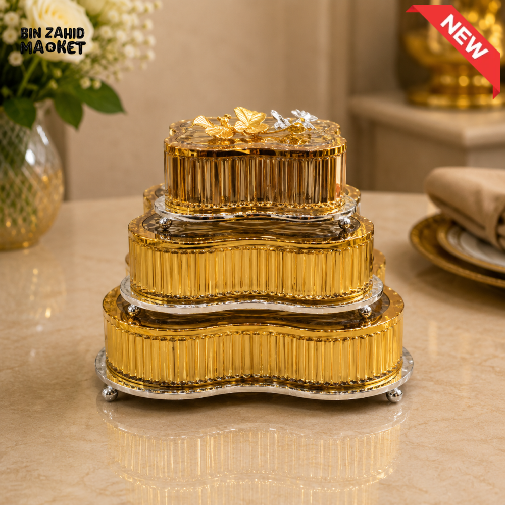 GOLDLUXA 3-PIECE DECORATIVE STORAGE BOX SET - WAVE SHAPE