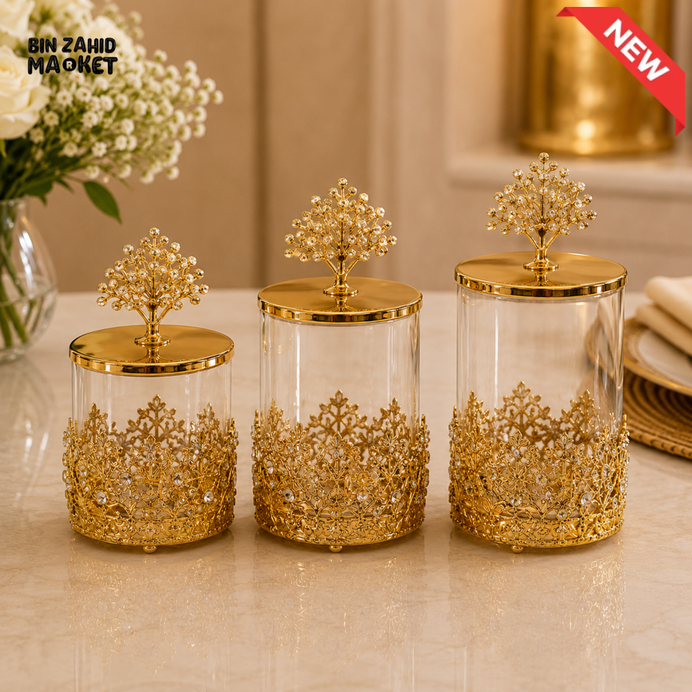 GOLDLUXA 3-PIECE GLASS STORAGE JAR SET