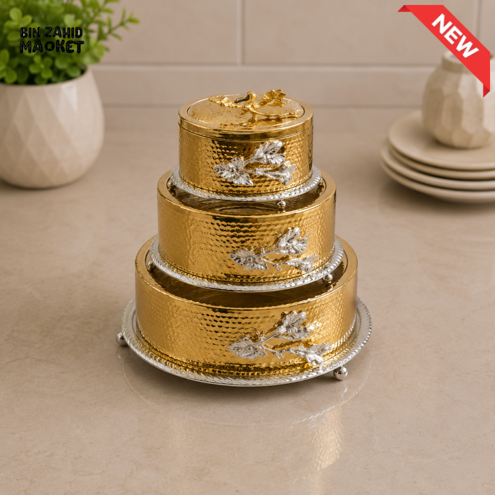 GOLDLUXA 3-PIECE ROUND STORAGE CANISTER SET - CIRCLE SHAPE
