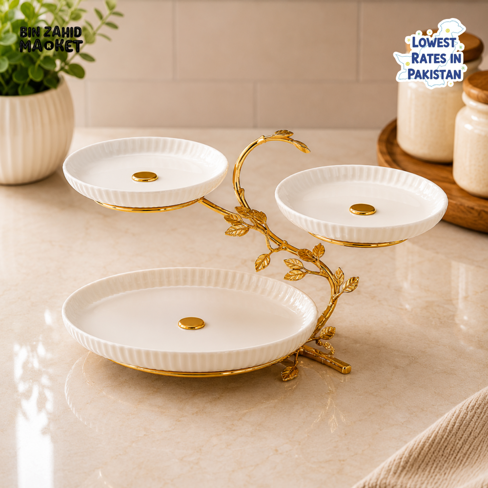 GOLDLUXA 3-TIER CERAMIC SERVING STAND