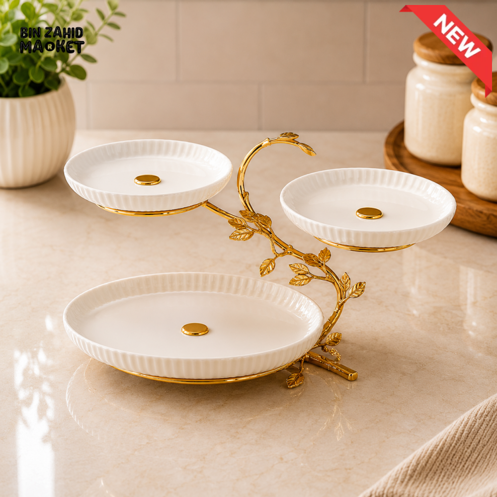 GOLDLUXA 3-TIER CERAMIC SERVING STAND
