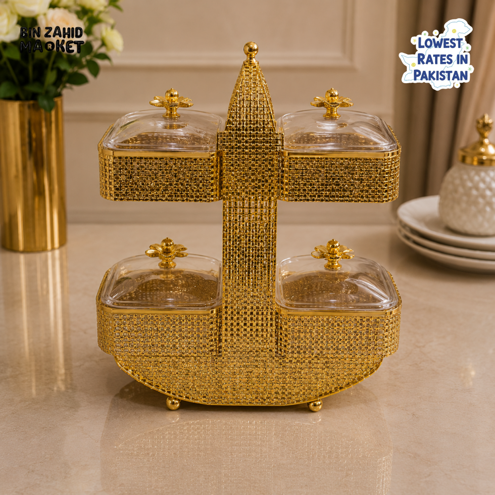 GOLDLUXA 4-PIECE CONDIMENT SERVER WITH STAND