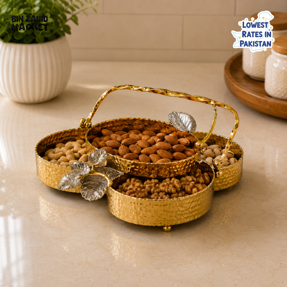 GOLDLUXA 5-SECTION DRY FRUIT SERVING TRAY