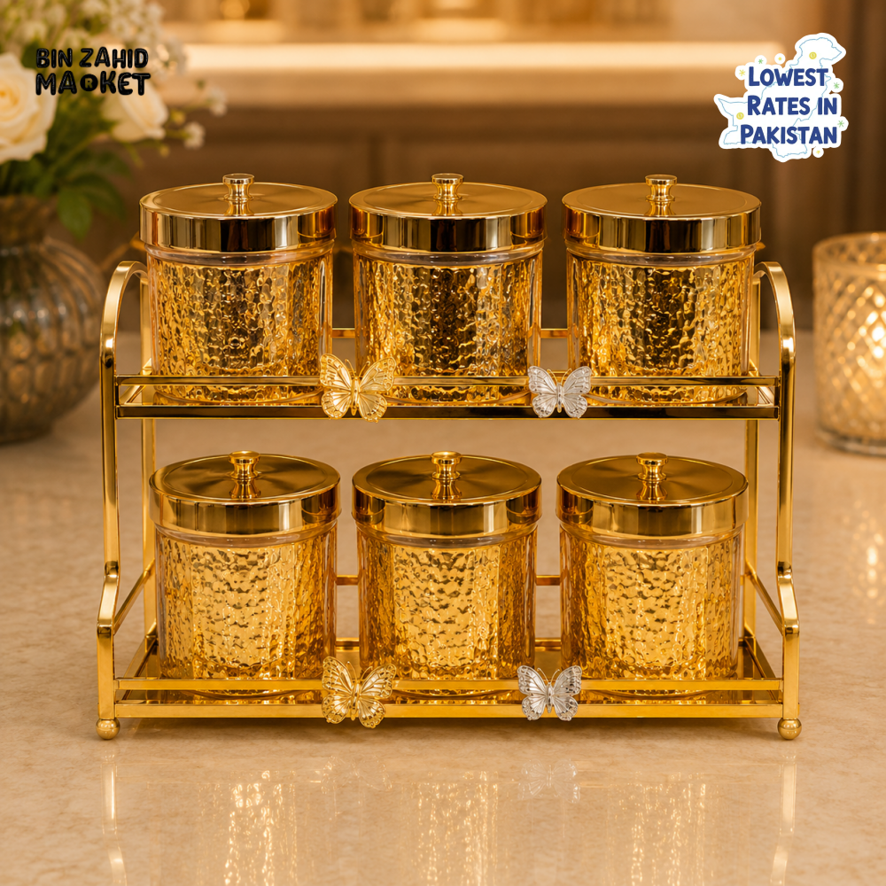 GOLDLUXA 6 PCS SPICE JAR SET WITH STAND
