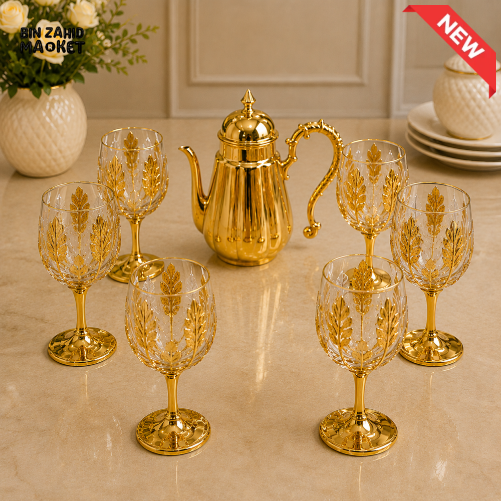 GOLDLUXA 6-PIECE GOBLET SET WITH TEAPOT