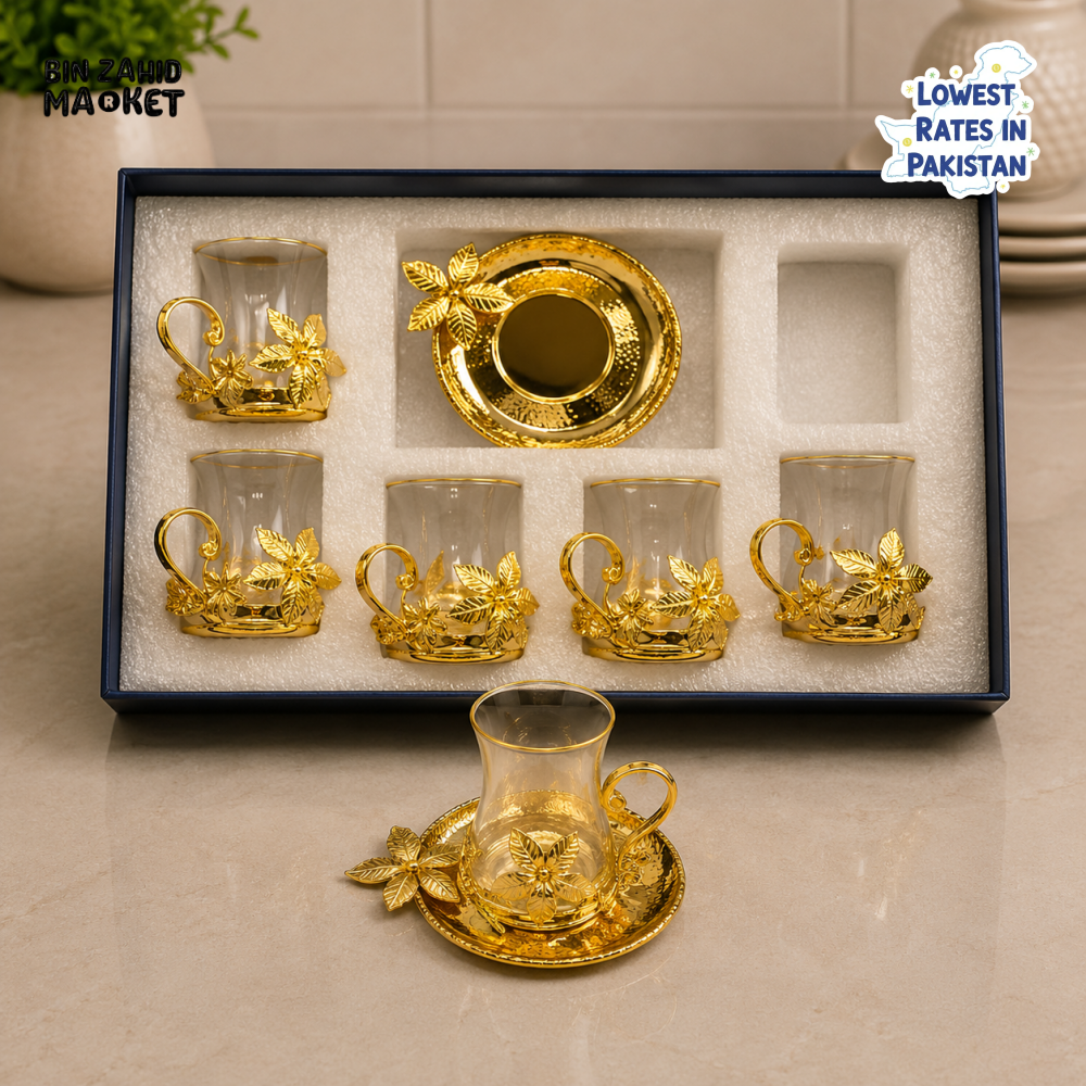 GOLDLUXA 6-PIECE TURKISH TEA CUP SET