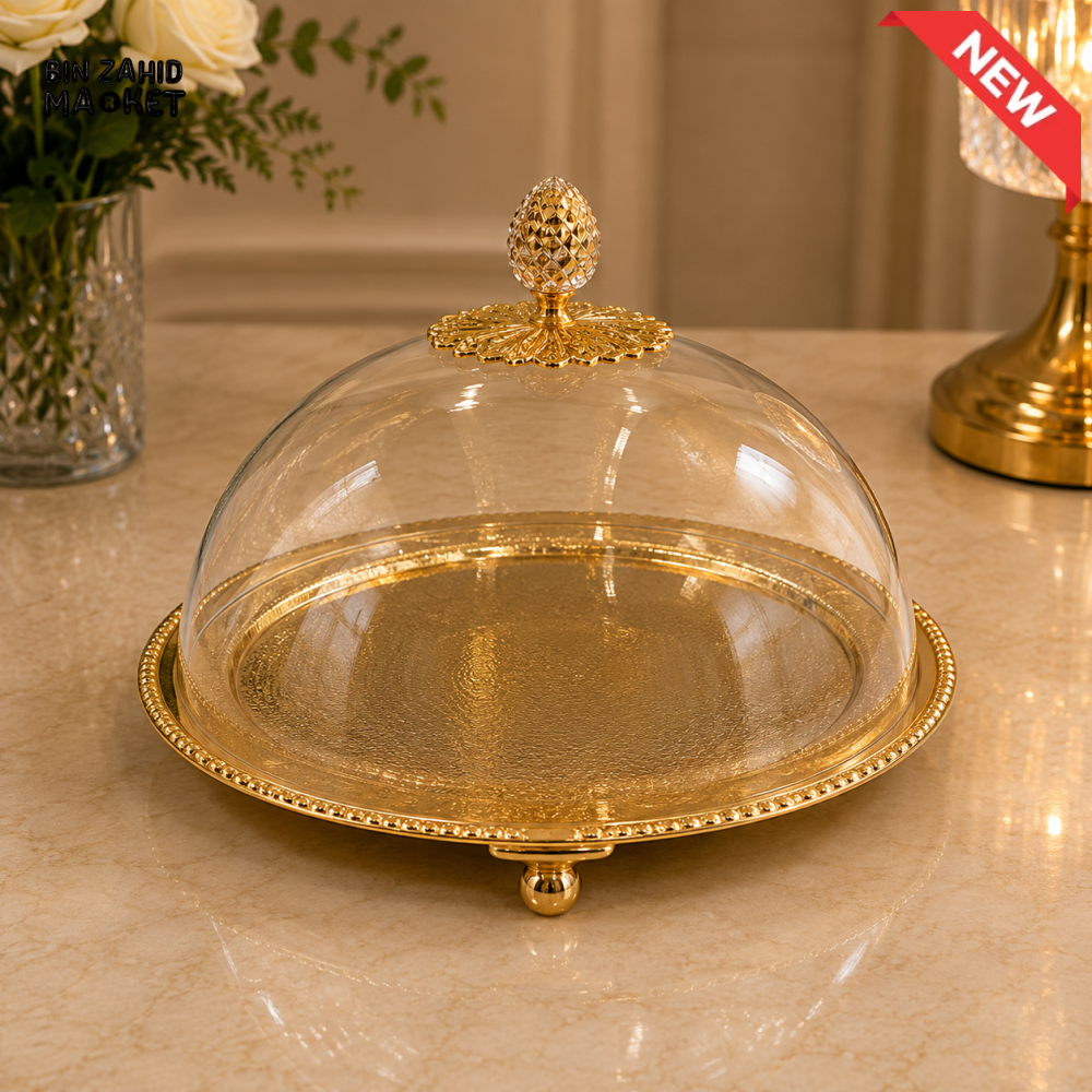 GOLDLUXA CAKE & DESSERT SERVER WITH DOME - ROUND SHAPE