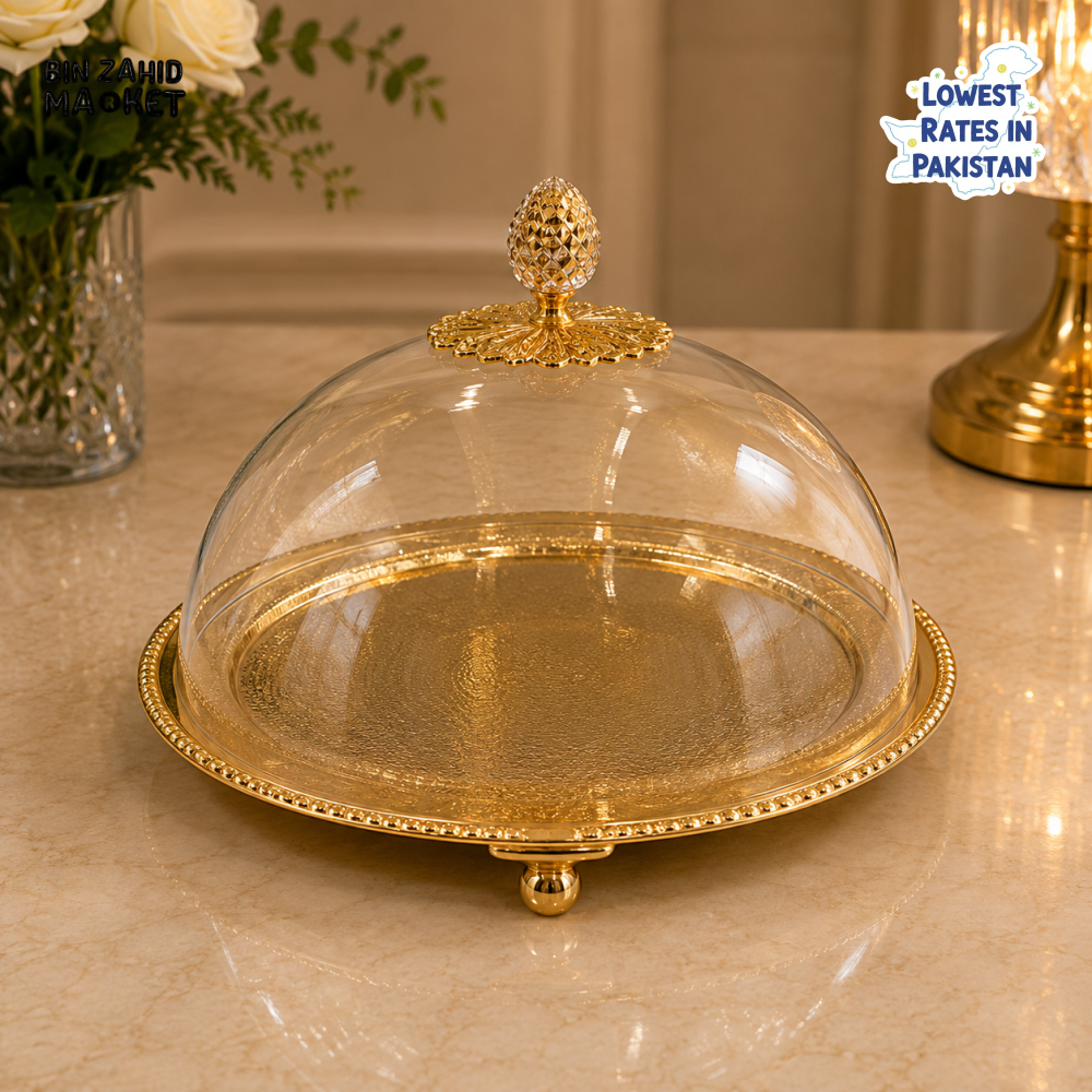GOLDLUXA CAKE & DESSERT SERVER WITH DOME - ROUND SHAPE