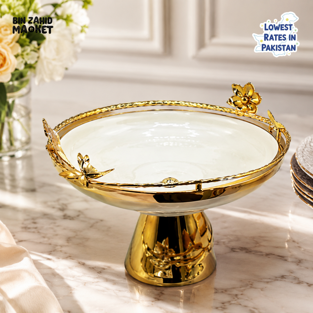 GOLDLUXA DECORATIVE PEDESTAL SERVING BOWL