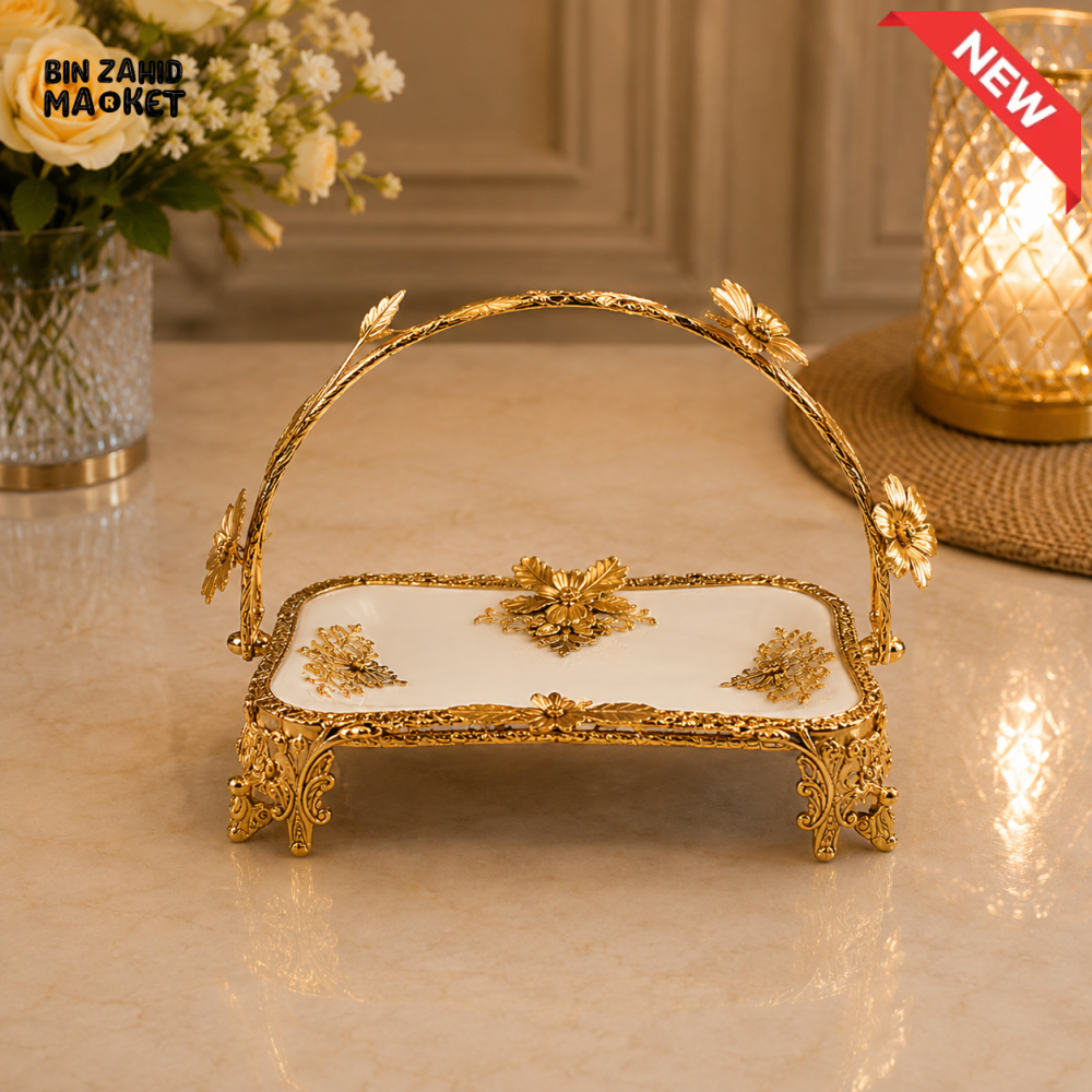 GOLDLUXA DECORATIVE SERVING TRAY WITH HANDLE