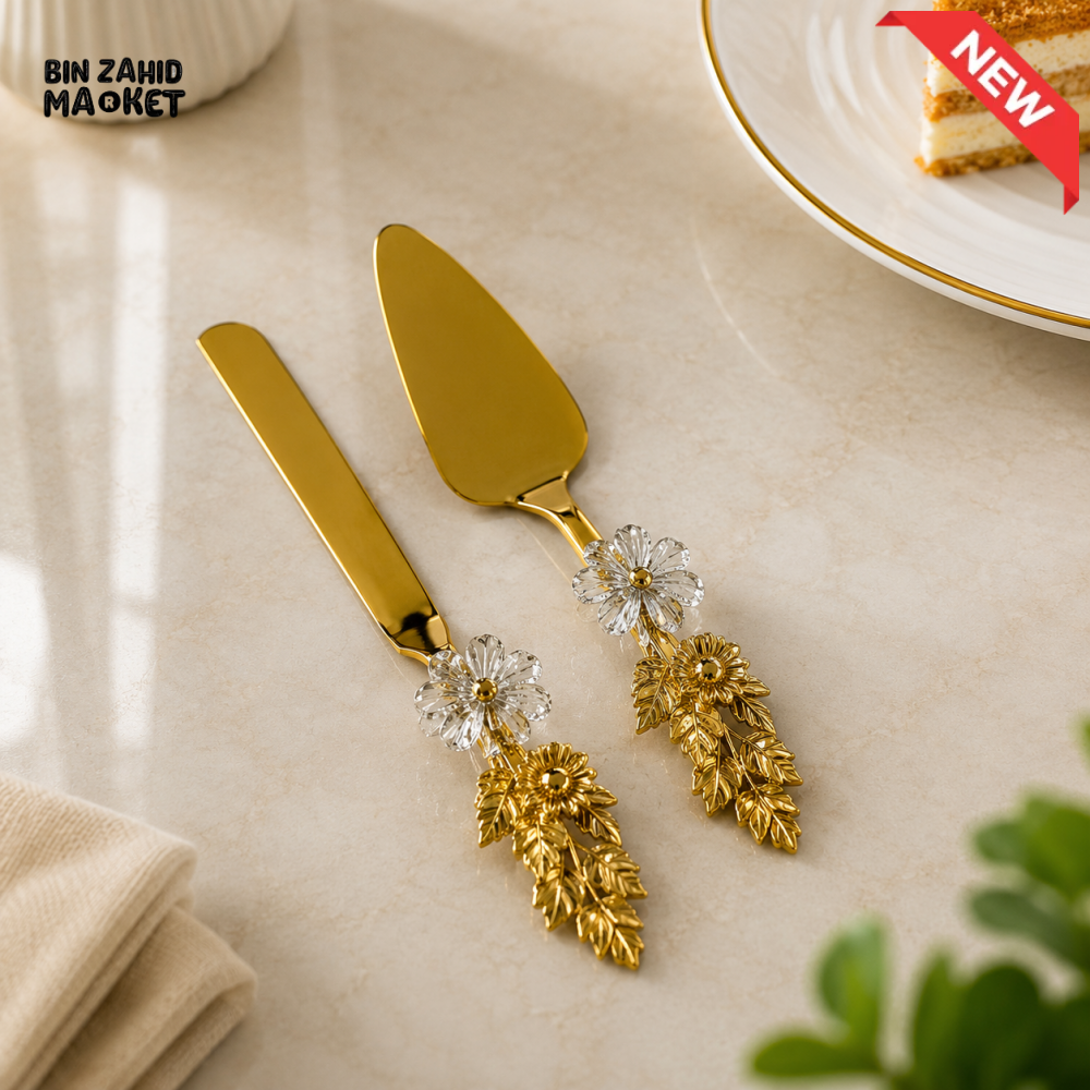 GOLDLUXA GOLD CAKE SERVER & KNIFE SET
