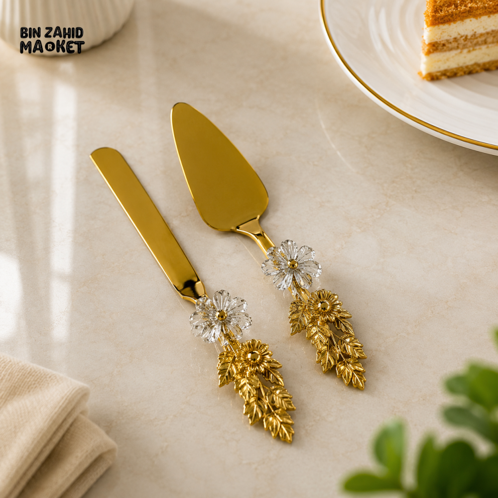 GOLDLUXA GOLD CAKE SERVER & KNIFE SET