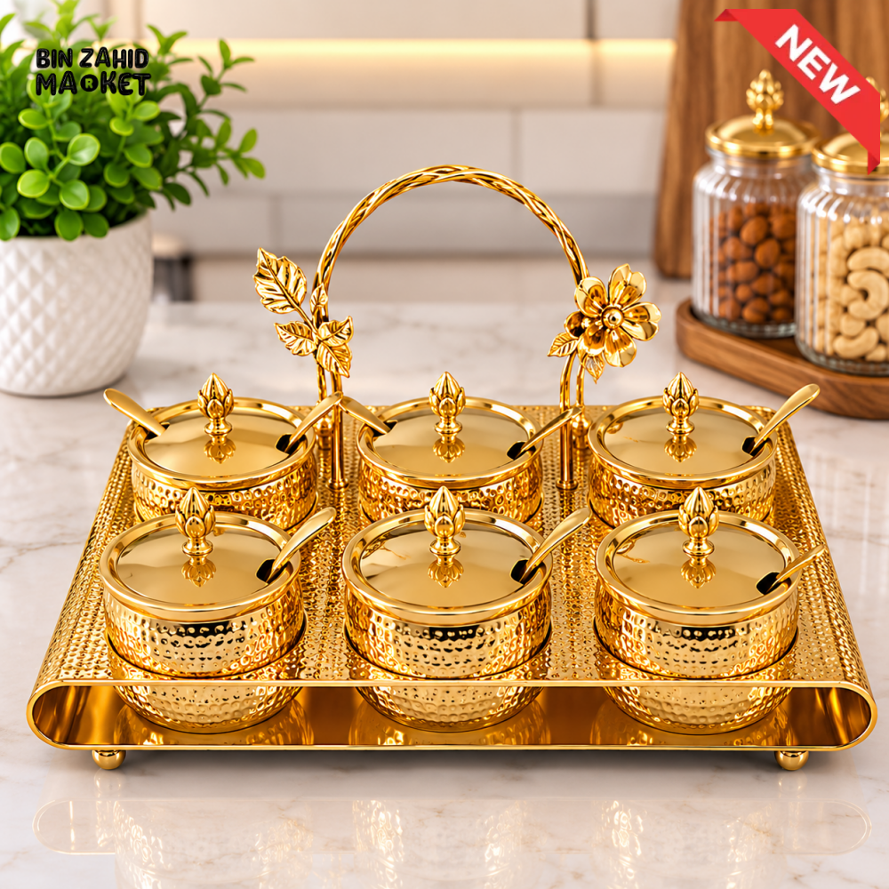 GOLDLUXA GOLD CONDIMENT SERVER SET