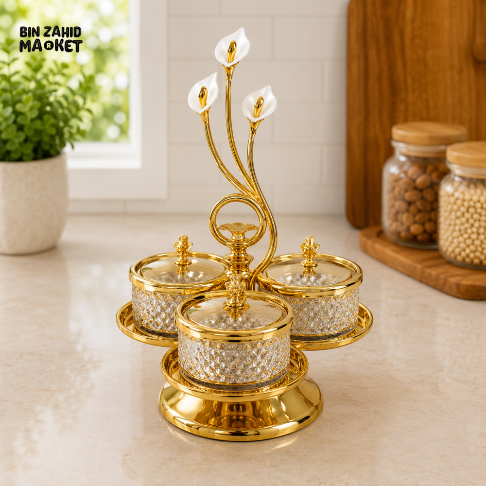 GOLDLUXA GOLD CONDIMENT SERVER SET