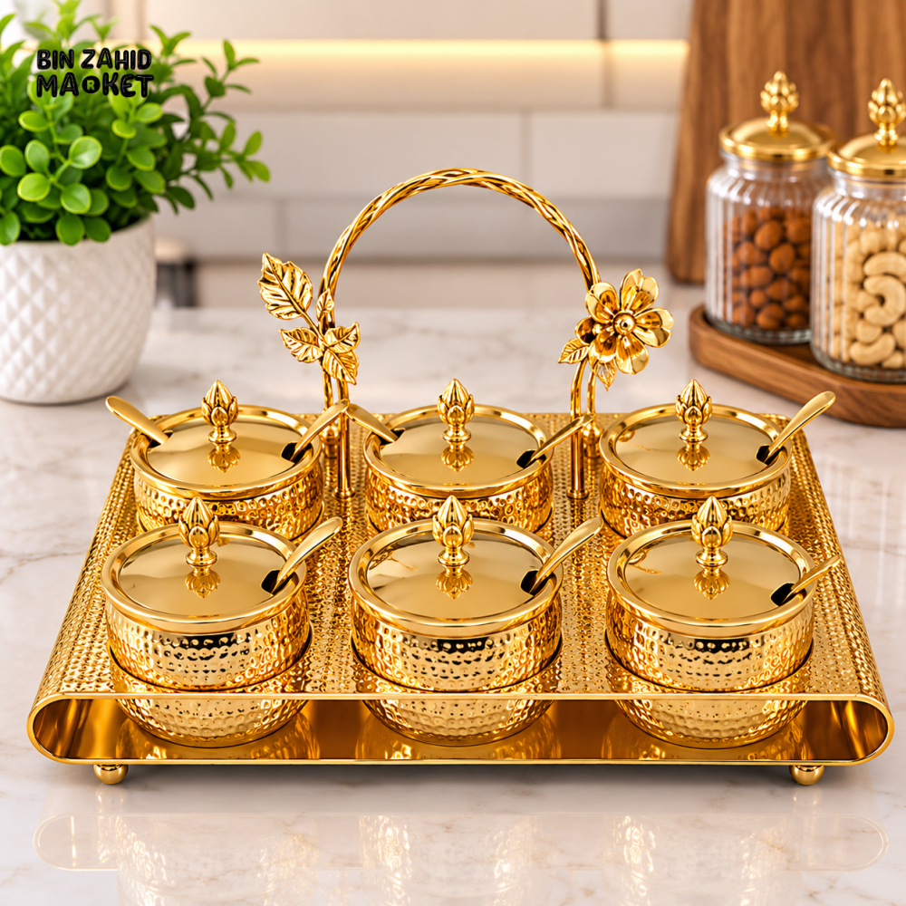 GOLDLUXA GOLD CONDIMENT SERVER SET