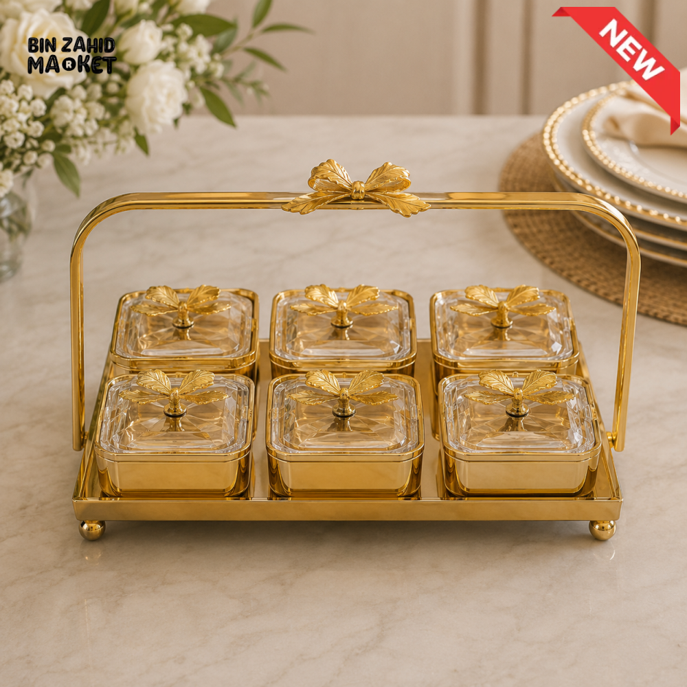 GOLDLUXA LUXURY 6-PIECE STORAGE JAR SET WITH TRAY