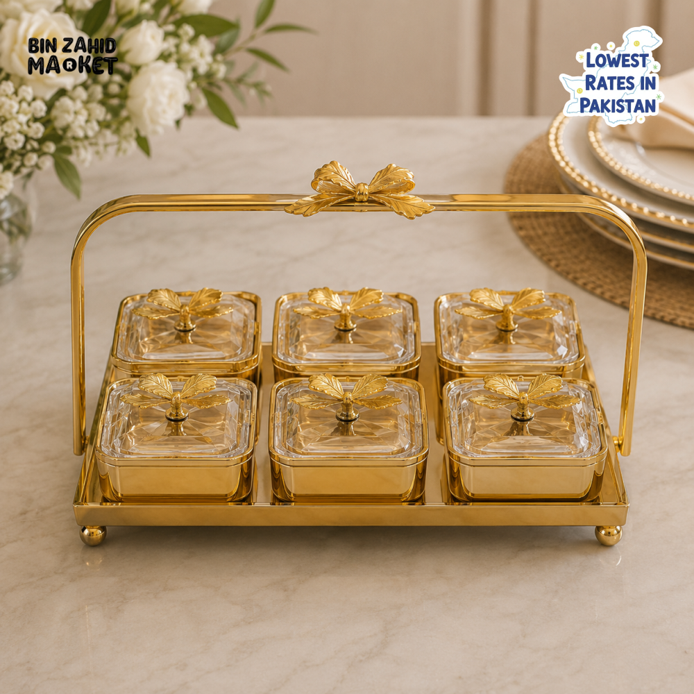 GOLDLUXA LUXURY 6-PIECE STORAGE JAR SET WITH TRAY