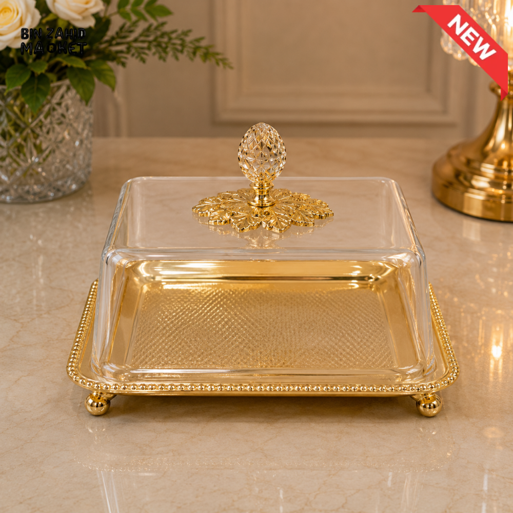 GOLDLUXA RECTANGULAR CAKE & DESSERT SERVER WITH DOME - SQUARE SHAPE