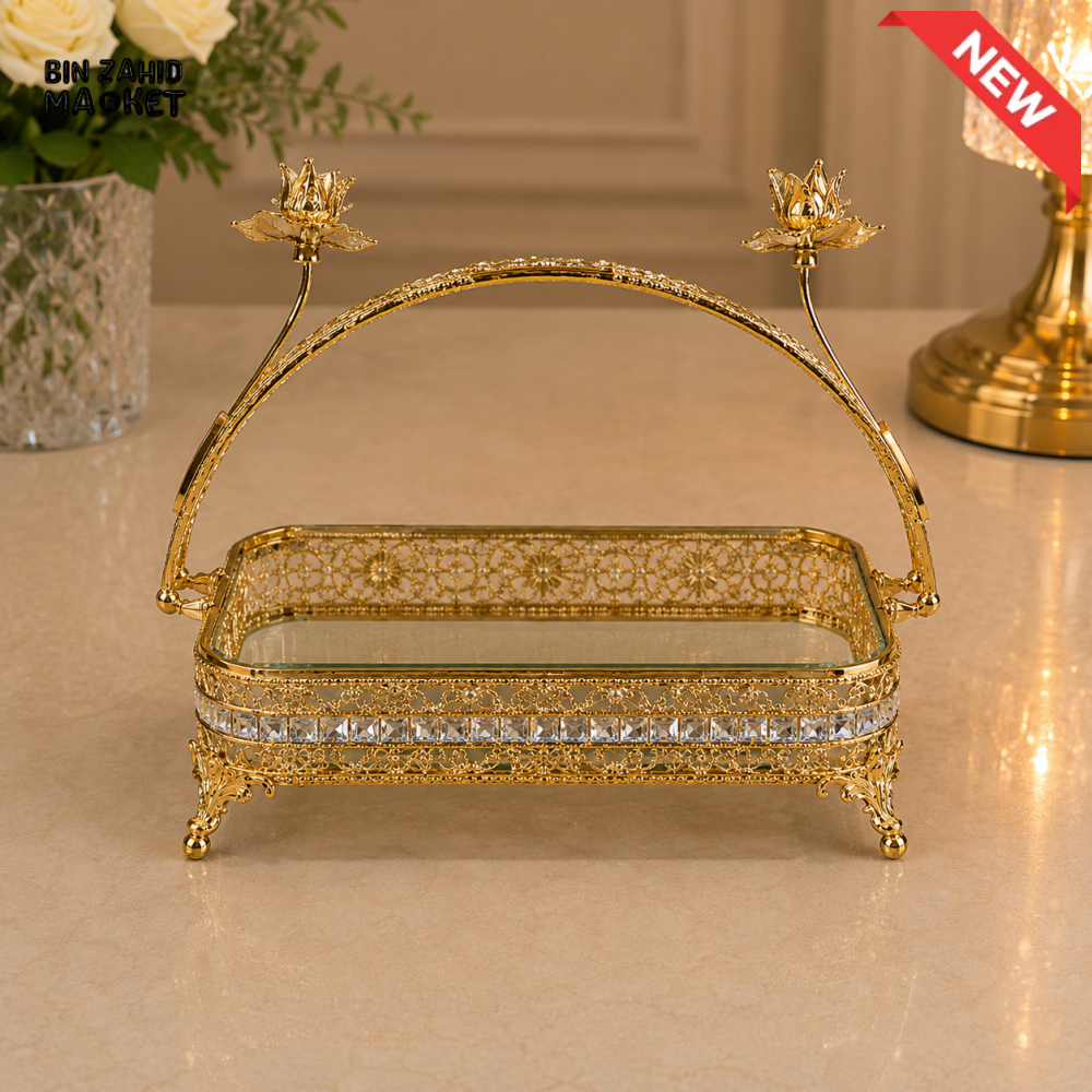 GOLDLUXA RECTANGULAR DECORATIVE SERVING BASKET