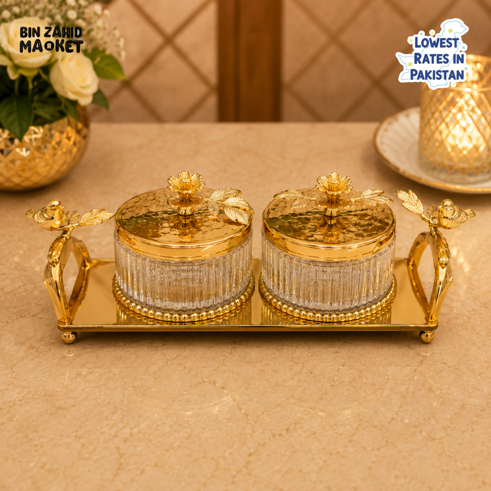 GOLDLUXA ROYAL CONDIMENT SET WITH TRAY