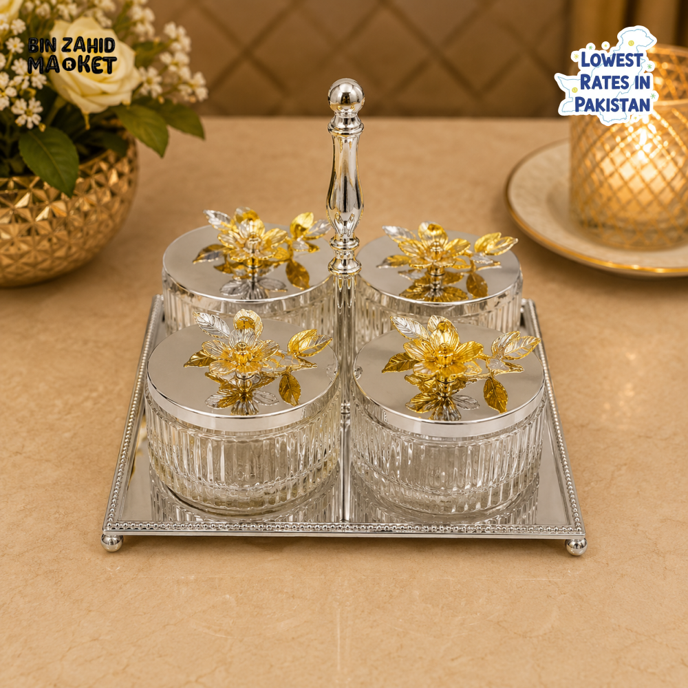 GOLDLUXA ROYAL CONDIMENT SET WITH TRAY
