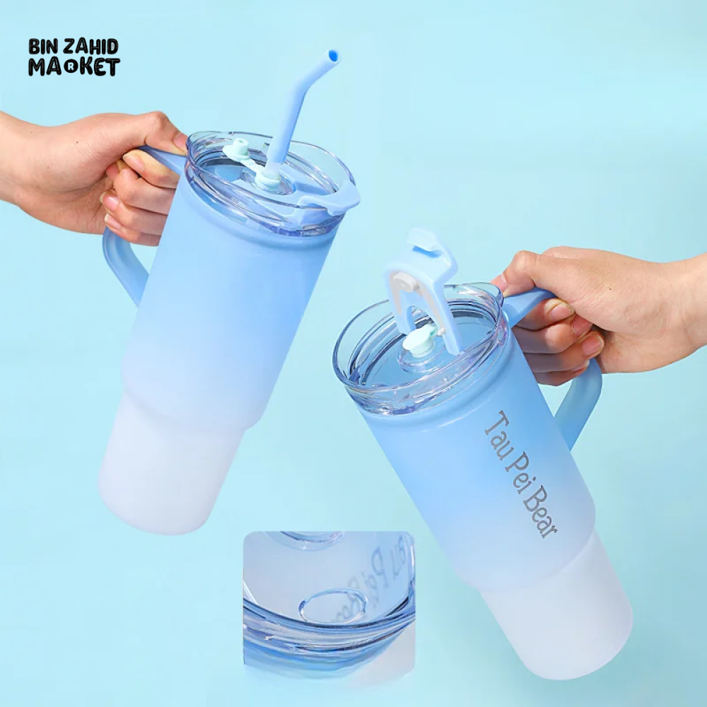 GRADIENT ICE BULLY CUP SET SOLID COLOR CAR CUP - 3-PIECE STRAW & LETTERED PLASTIC TUMBLER SET
