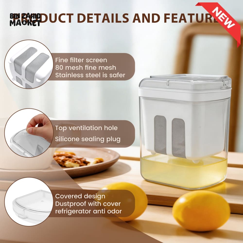 GREEK YOGURT MAKER & FILTER SIEVE – WHEY SEPARATOR & CHEESE MOISTURE STRAINER KITCHEN TOOL 1500ML - ROUNDED SQUARE