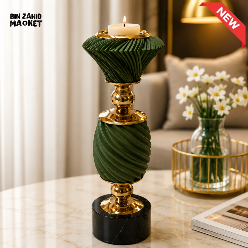 GREEN AND GOLD LUXURY DECORATIVE CANDLE HOLDER
