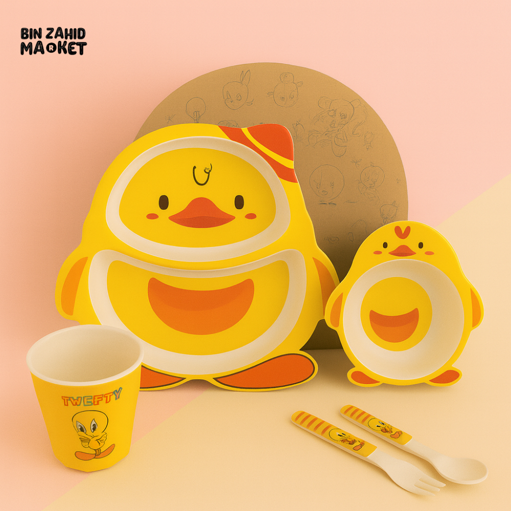 HAPPIMUMS 5IN1 KIDS FEEDING SET - YELLOW TWEETY